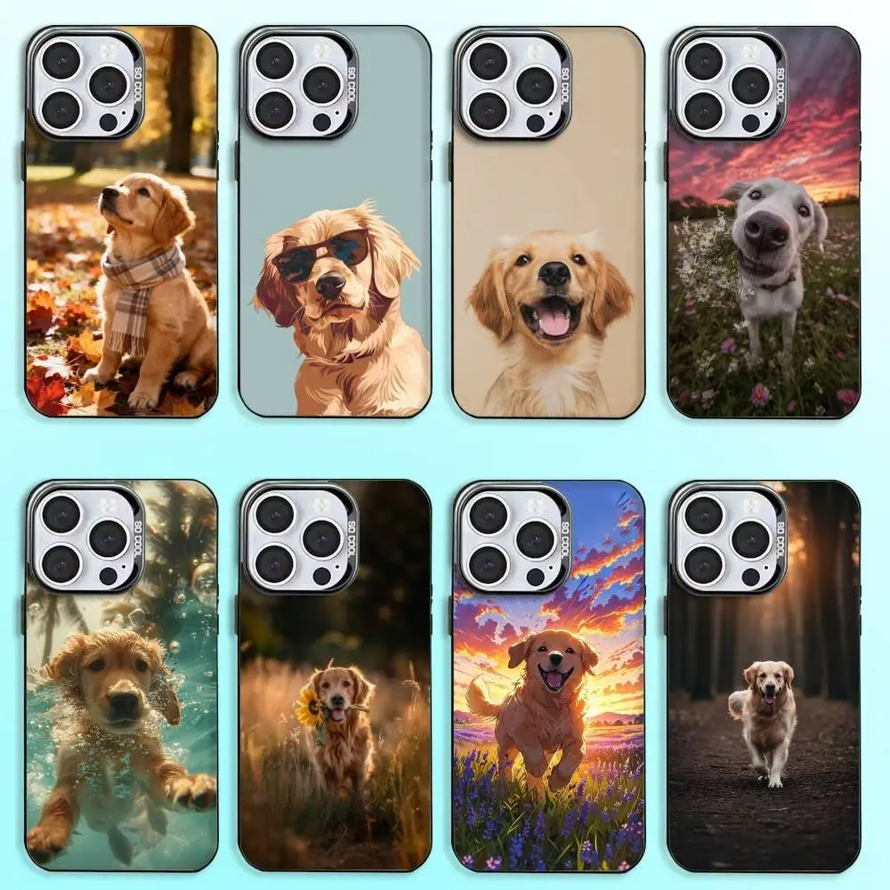 

Cute Golden Retriever Phone Case For iPhone17,16,15,14,13,12,11 Plus,Pro Max Black Candy Matte Shockproof Cover