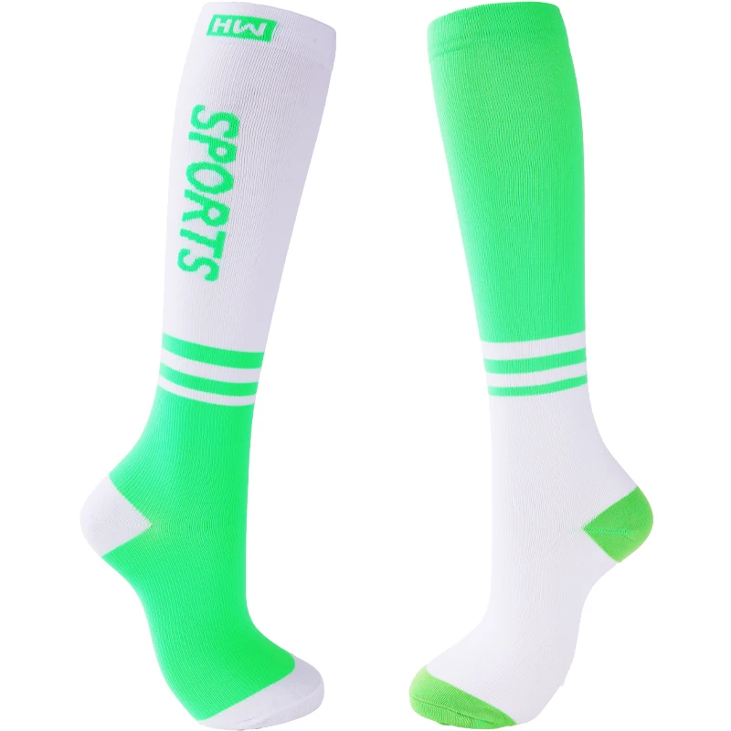 1 Pair Long Stockings Sports Bright Asymmetric English Words Sports High Length Compression Socks Pressure Slimming Yoga Socks