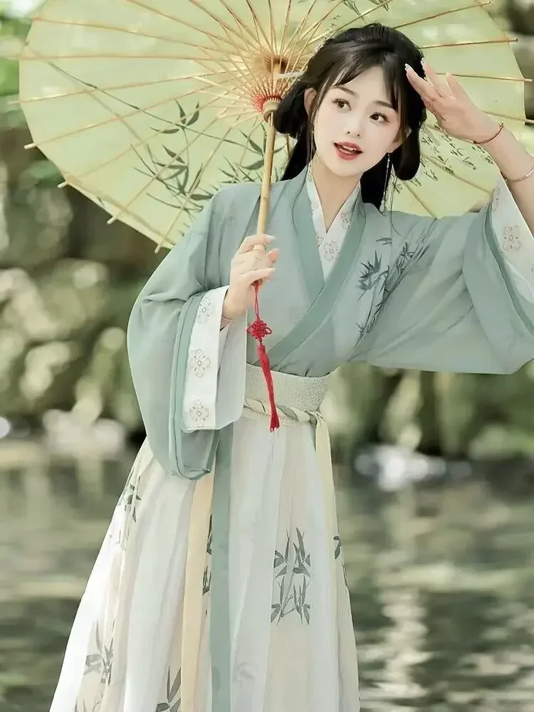 Vestido tradicional chinês hanfu para mulheres, traje antigo de dança folclórica, antigo palco de fadas, dinastia canção retrô, conjuntos de 3 peças