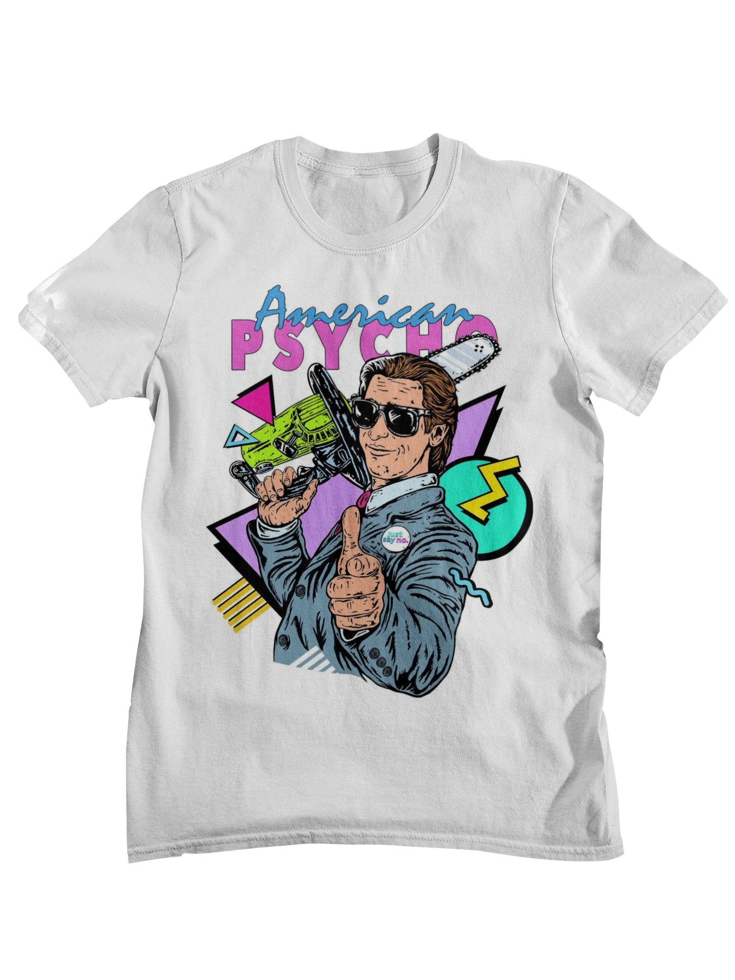 American Psycho Patrick Bateman Retro 80s Neon Horror Movie Graphic T-Shirt Men Women Casual Cotton Streetwear Tops
