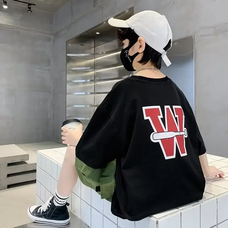 Футболки для подростков, Детская летняя одежда, Корейская короткая футболка, модная детская одежда для подростков от 11 до 12 лет