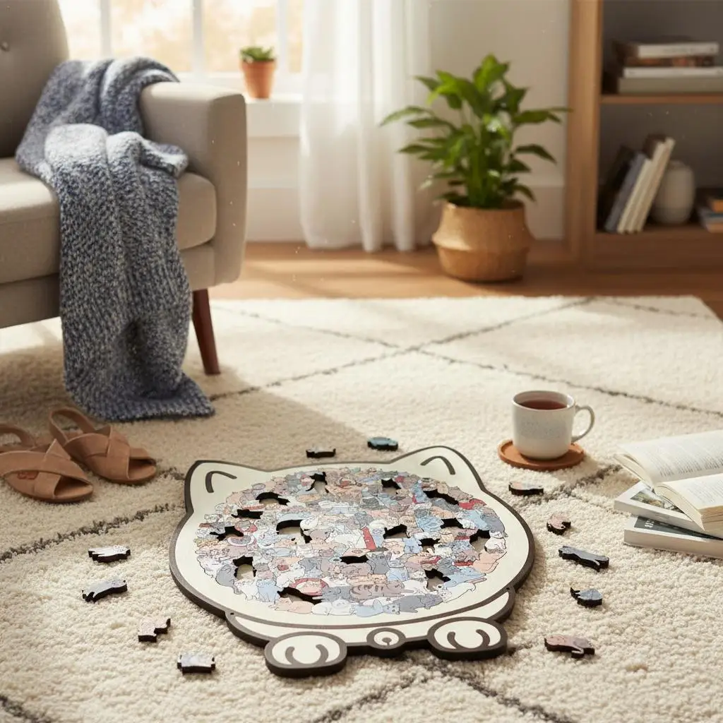 لعبة ألغاز خشبية جديدة على شكل قطة للأطفال، ألغاز للتعليم المبكر والتفكير والتدريب الممتع والصعب هدية عيد ميلاد للأطفال #1