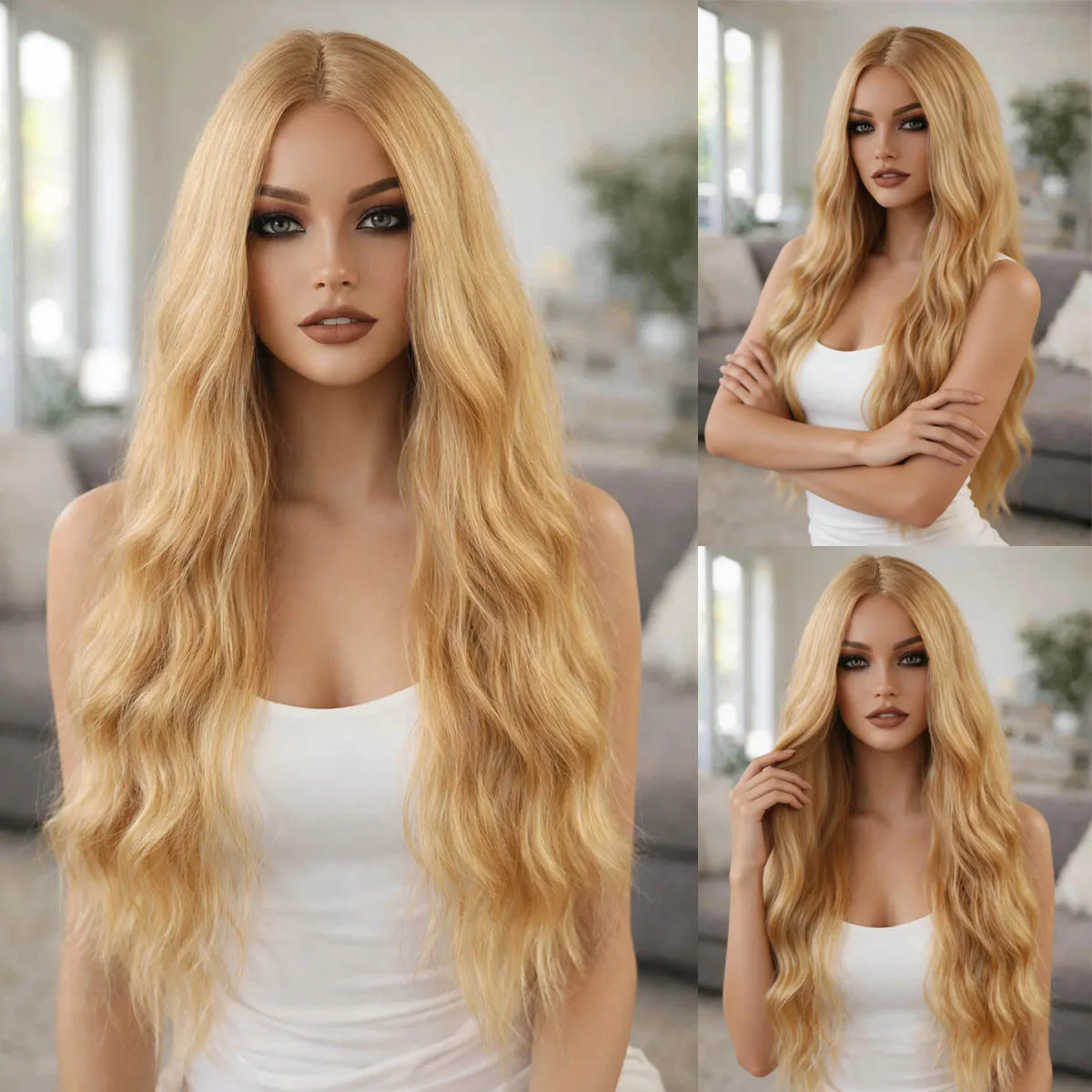 

Синтетические парики SQRDGQ с эффектом омбре, блонд, для женщин, 26 дюймов, натуральные женские парики по акции