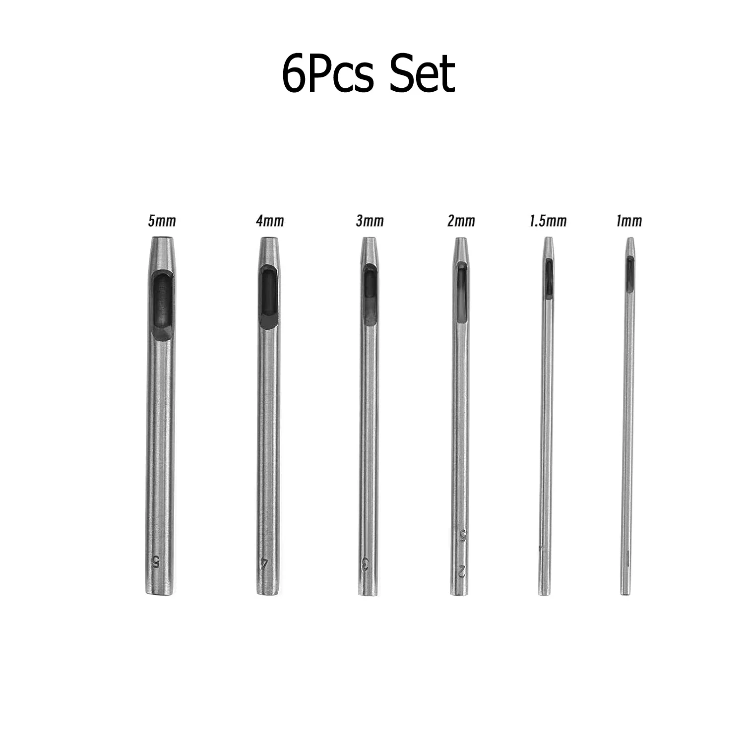 6pcs Leather Hole Punching Tools Steel Hollow Round Hole Puncher - Sharp, Durable Round Cutters For Watch Bands, Belt, Paper