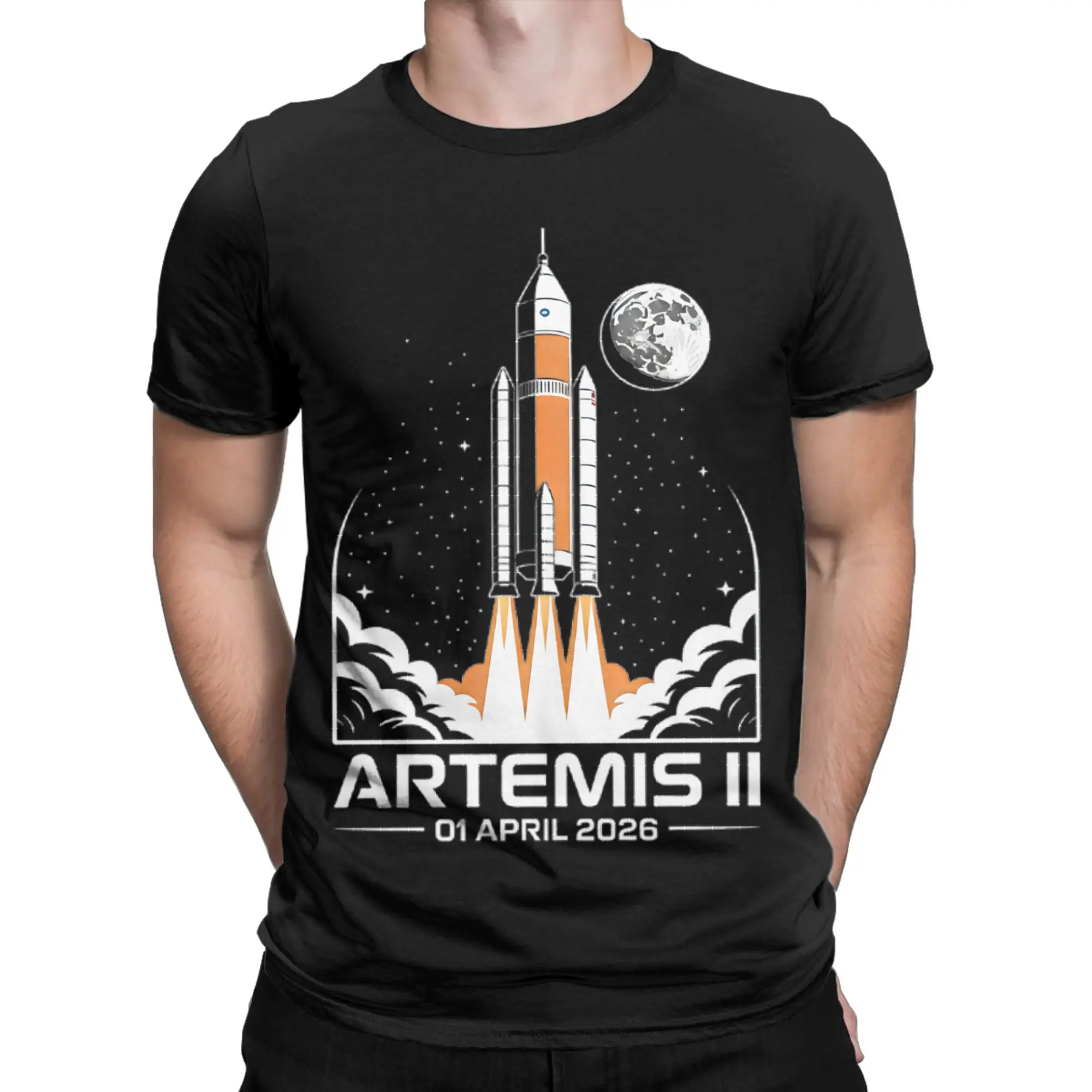 Artemis II Launch to The Moon Space Mission T Shirt Summer Cotton T-Shirts For Men Custom Logo Tshirt Short Sleeve Y2K Clothing
