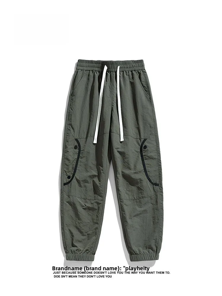 

Легкие дышащие повседневные брюки Play Hei, новые летние модные брендовые брюки свободного кроя с манжетами для мужчин и женщин, прямые брюки