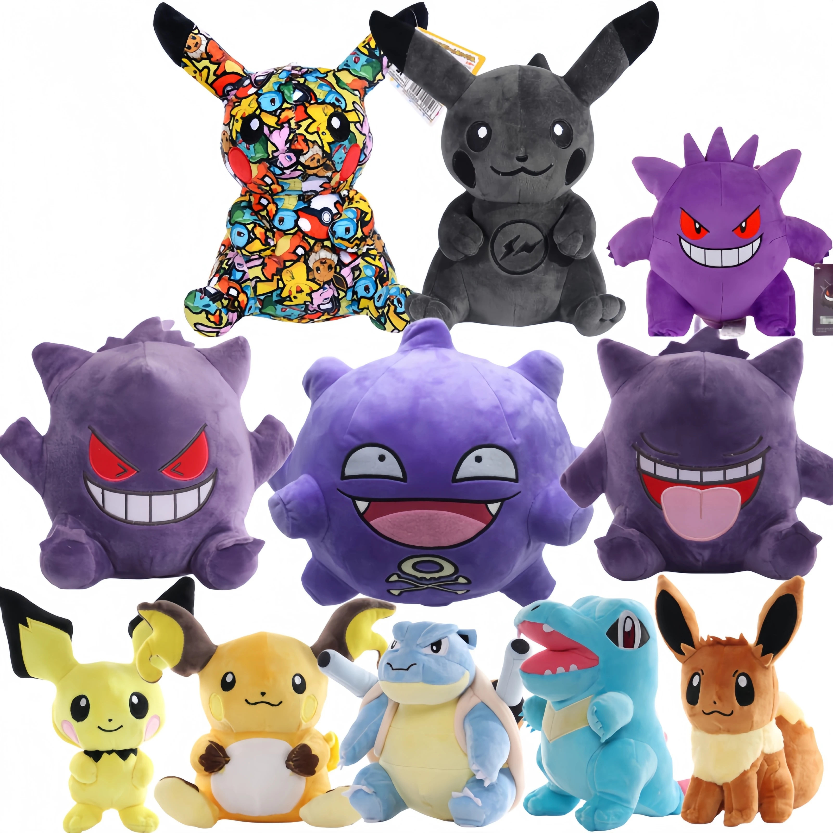Halloween Gift Plush Mimikyu Dark Lightning Graffiti Pikachu Pichu Plush Doll Soft Animal Koffing Gengar Eevee Stuffed Dolls