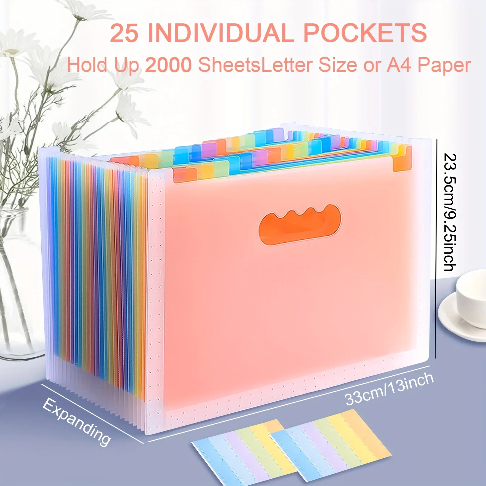 13/25 Layers A4 Folder Standing Document Bag Accordion Multi-Purpose Expandable File Folder Colored Index Tabs for Office School