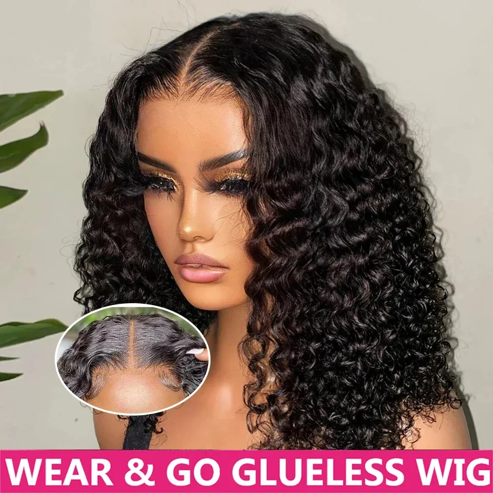 Wear And Go Water Wave Bob Lace Wig For Women Curly 6x4 Glueless Human Hair Wig 4x4 Ready To Go Human Hair Wigs Pre-Cut Lace Wig