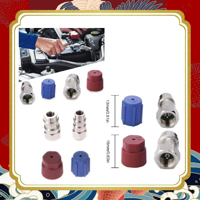 R12 To R134a Retrofits Kit R12 To R134 A High/Low AC Fitting Port Retrofits Conversion Adapter Fit For Standard Auto Air