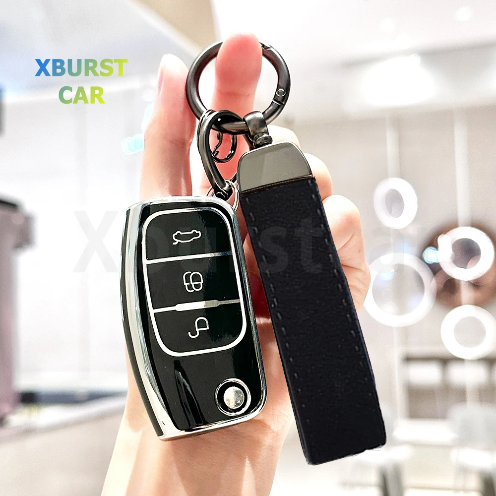 TPU Shell Fob For Ford Focus 2 MK2 Fiesta Mondeo Galaxy Falcon Territory Ecosport Car TPU Folding Key Cover Bag Case Protector