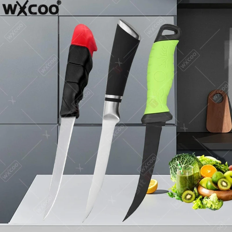 WXCOO-cuchillos de cocina multifuncionales, cuchillo para fruta, cuchillo para matar carne, cuchillo de utilidad, cuchillo para deshuesar filete de acero inoxidable