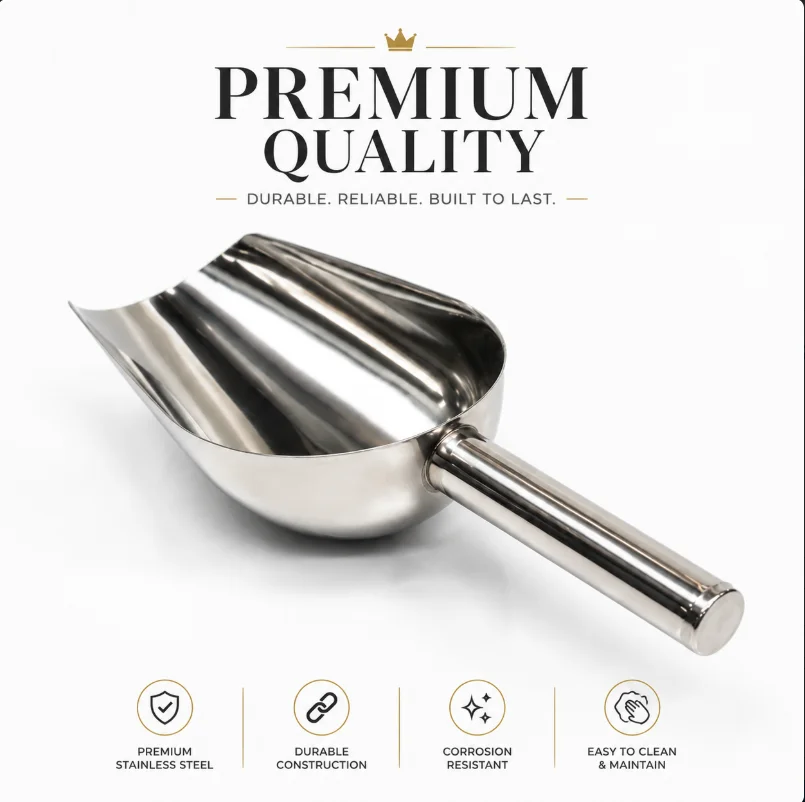 1 Piece Set Ice Scoop Stainless Steel Large Scoop for Sweet, Food, Flour, Candy Stainless Steel Scoops Set Rustproof Easy to Use