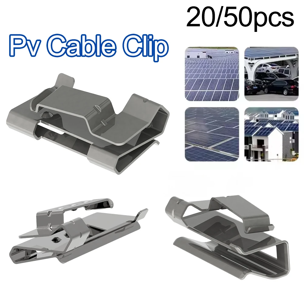 20/50Pcs Solar Cable Clips Stainless Steel Solar PV Cable Clips Cable Holder For Photovoltaic Cable Management