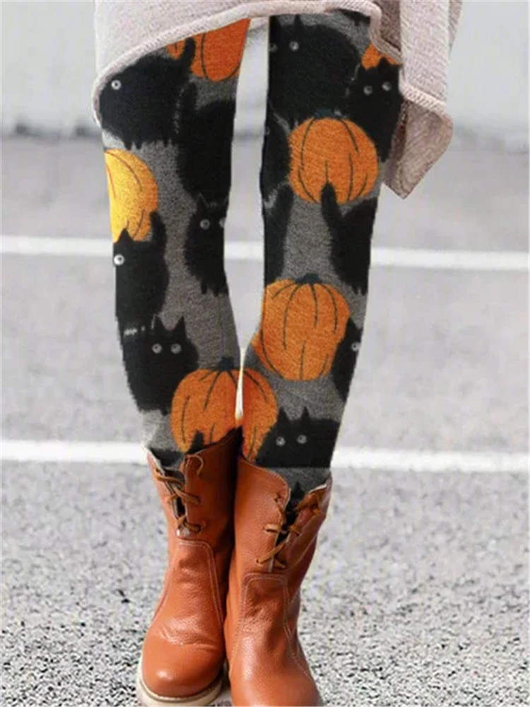 Halloween Cartoon Printed funny leggings Women Fashion Leggings Stretchy Slim Tights Sexy Pants Trendy Cool Workout Trousers
