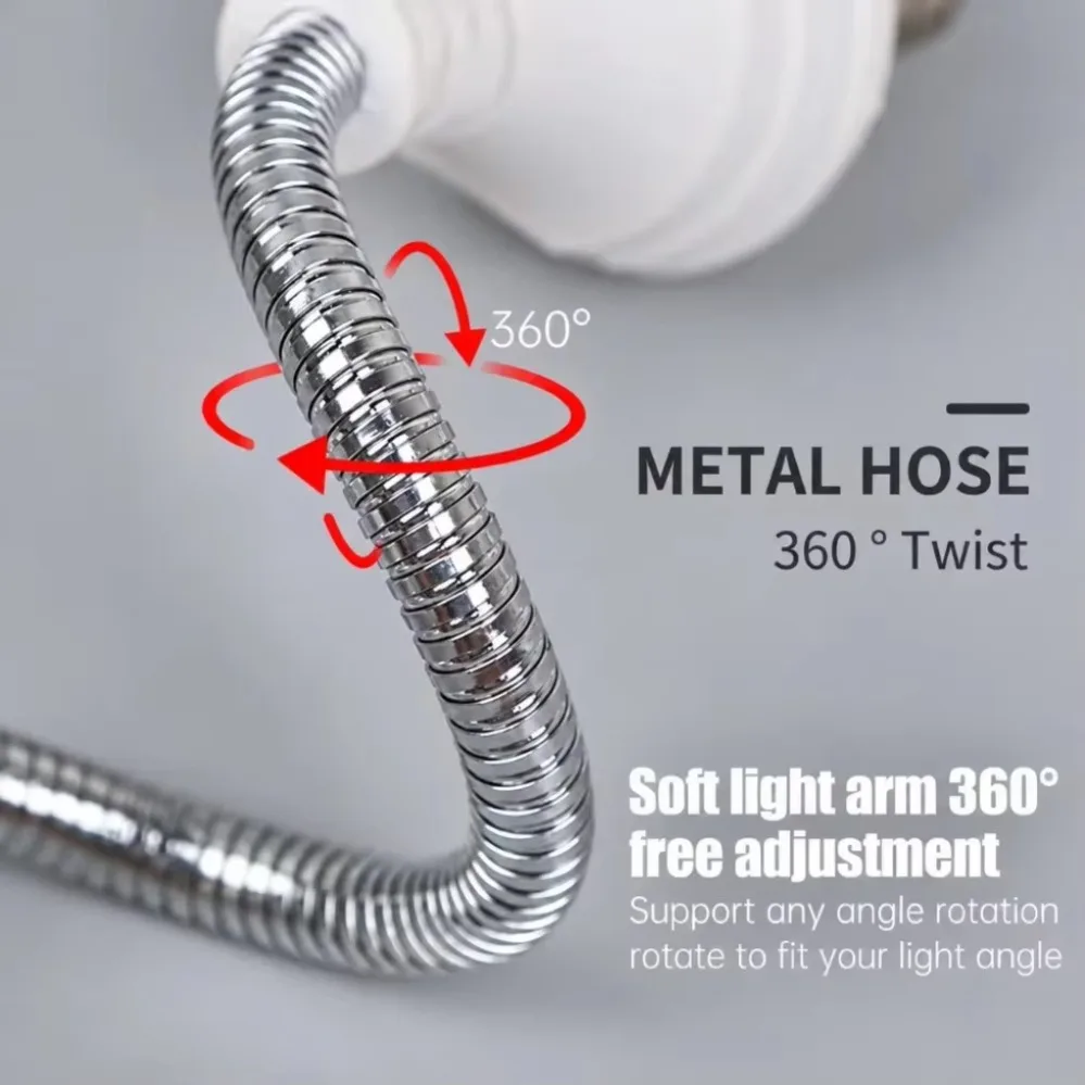 E27 Switch Lamp Base Holder 360 Degree Adjustable Flexible Wire Portable with EU/US Plug for Desk Lamp Home Lighting Accessories