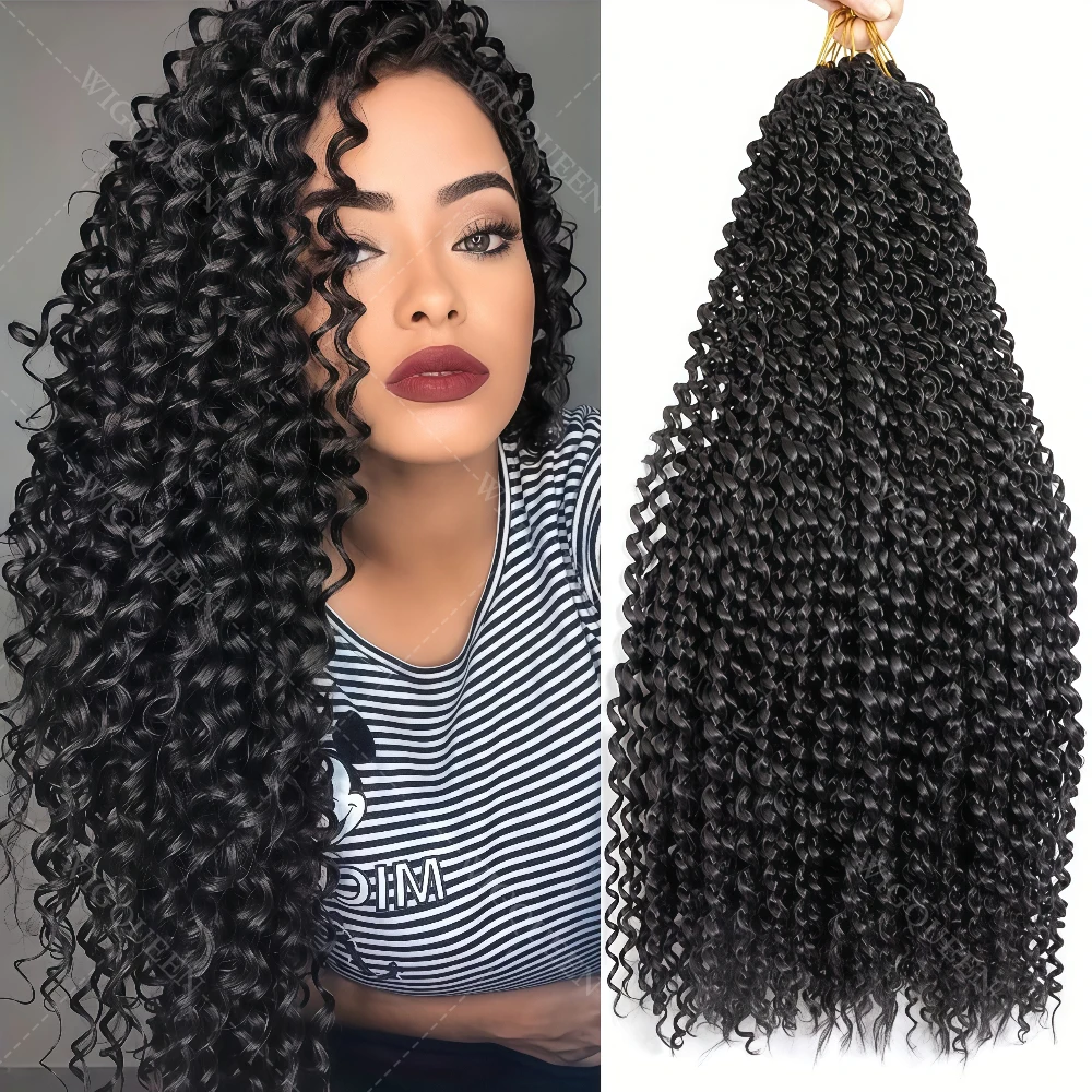14-24 بوصة اللوالب الصغيرة مجعد الكروشيه تجديل الشعر البشري قبل فصل سلسلة غير مرئية 100% شعر الإنسان موجة عميقة الكروشيه الشعر #1