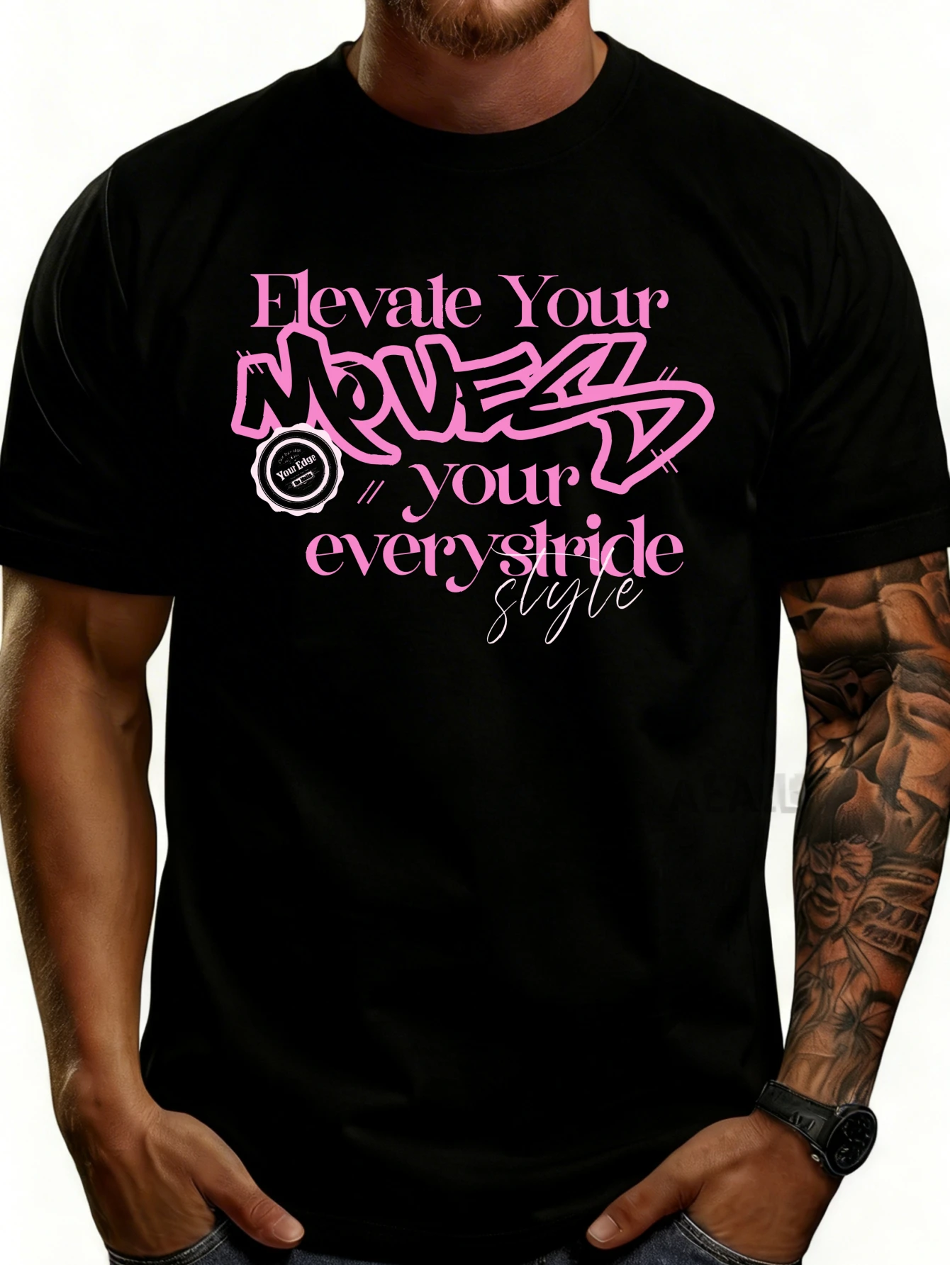 Casual Street Style Men's T-Shirt with a Graphic Print That Reads 