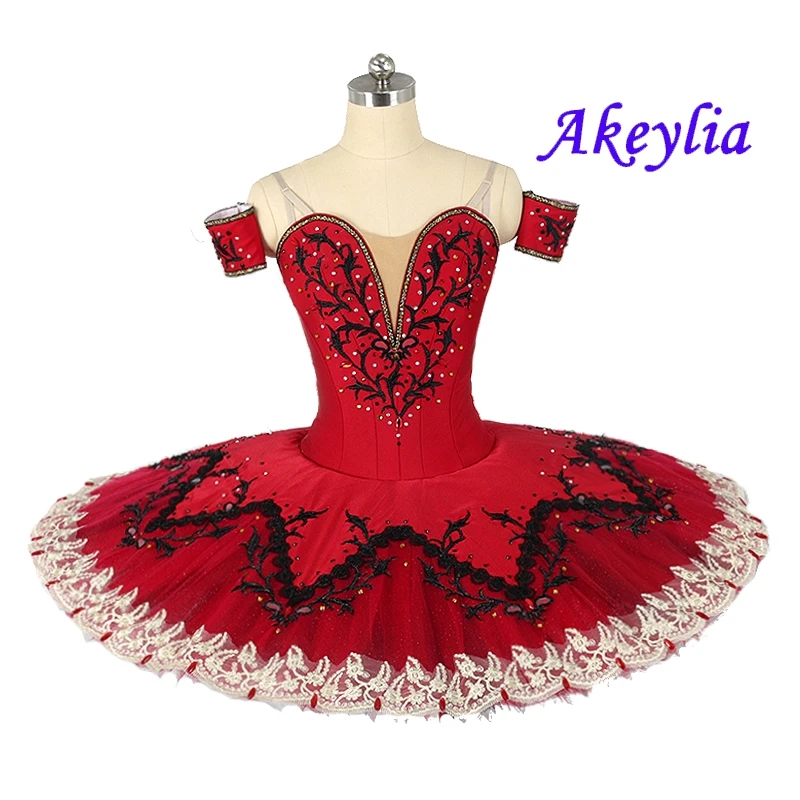 

Red black ballet tutu professional competition classical tutu pancake ballet dress performance Paquita 11 layers JN0483