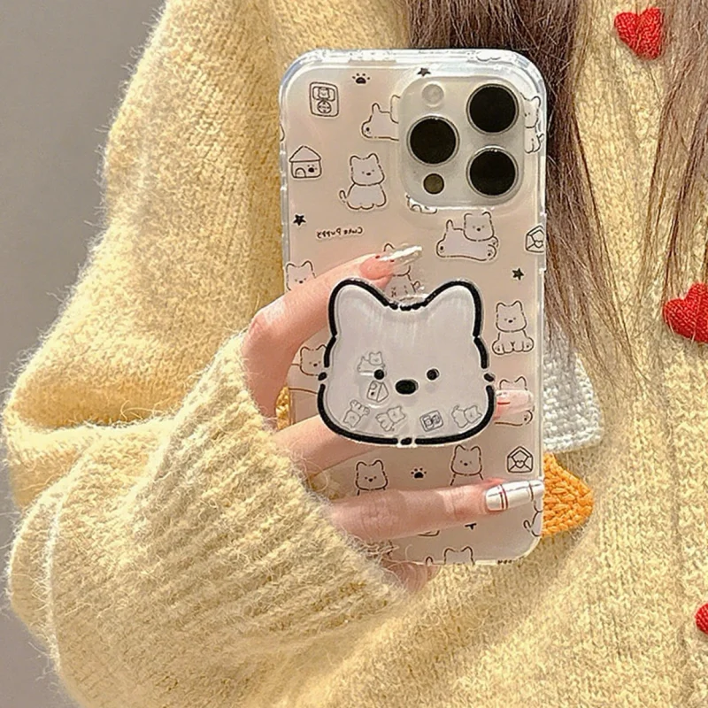 Supporto per telefono coreano Cartoon Puppy Shake Grip Tok Griptok Supporto per iPhone 15 Supporto universale per accessori Samsung