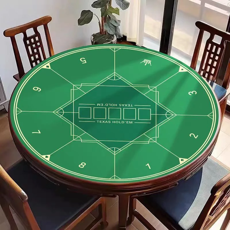 100/120cm Round Texas Hold'em Poker Table Mat Crystal Velvet Non-slip Table Cloth Wear-resistant Easy Clean Poker Tabletop Pad