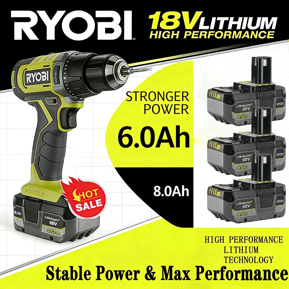 

Высокопроизводительная литиевая батарея RYOBI 18В с низким саморазрядом, подходит для всех инструментов P107 P108 P109 RB18L20