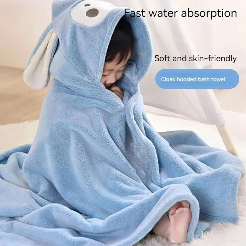 Serviette de bain absorbante à séchage rapide pour bébé, peignoir pour enfants, animal de dessin animé, doux, moelleux, sans peluches, idéal pour l'hiver, petit