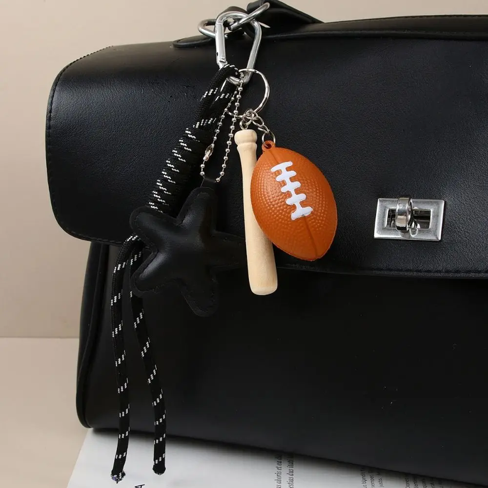 

Funny Elegant Rugby Tassel Keychain Alloy PVC Leather Baseball Pendants Bear Woven Rope Beaded Bag Pendant Party