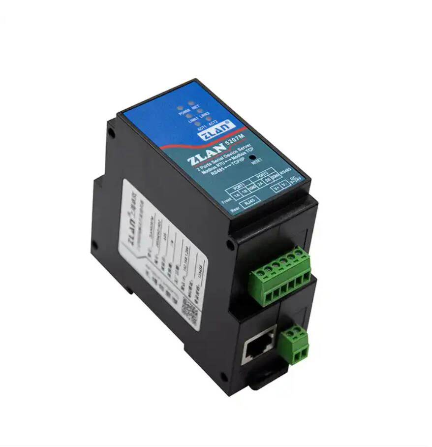 5207M 2 Ports RS485 Din-Rail Modbus Gateway MQTT Serial Server