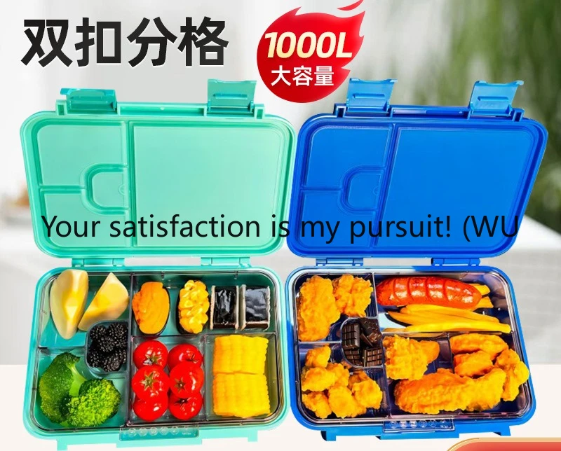 ZOCI-1000Ml bento box, student portable transparent square lunch box, microwave oven heated lunch box
