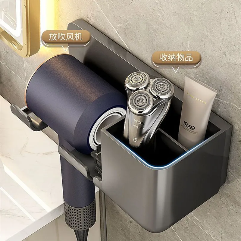 Hair Dryer Organizer Rack Bathroom Shelf Hairdryer And Straightener Stand Rack Wall Mounted Shelves Storage Box Blower Holder