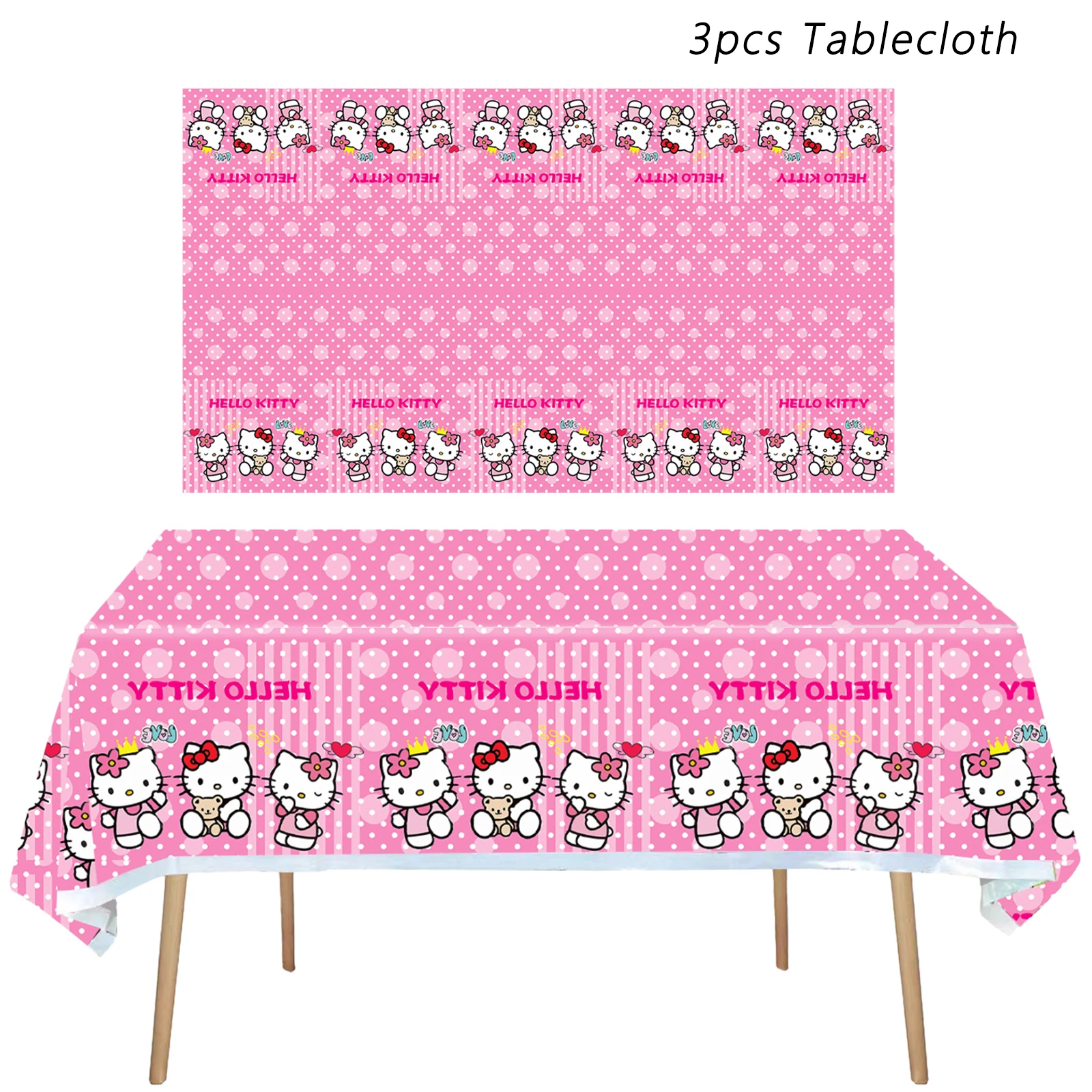 مفرش طاولة لحفلات أعياد الميلاد من سانريو هالو كيتي، مفرش طاولة بلاستيكي للاستعمال مرة واحدة لتزيين حفلات أعياد الميلاد هالو كيتي