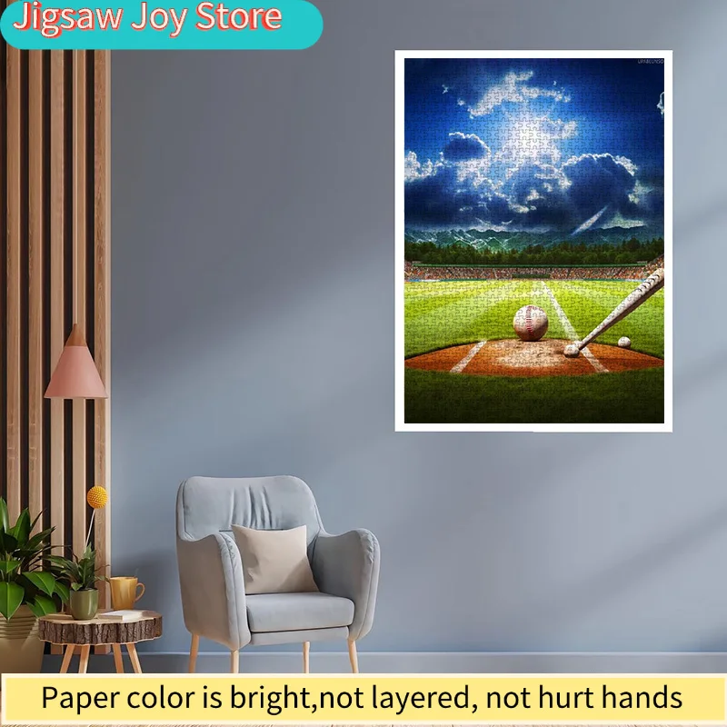 Rompecabezas de papel DIY de 1000 piezas, escena de estadio de béisbol, material de cartulina blanca de alta calidad, adecuado para juegos entre padres e hijos, en equipo