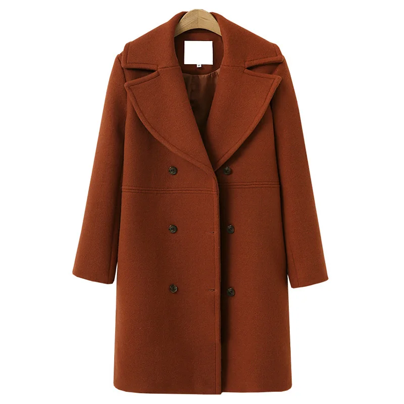 Nuovo cappotto sottile in misto lana da donna manica lunga colletto rovesciato giacca capispalla casual autunno inverno elegante soprabito