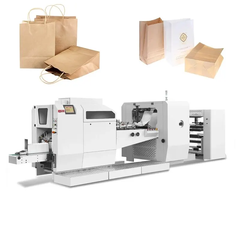 YUGONG Fully Automatic High Speed Kraft Craft Square Bottom Carry Food Shopping Paper Bag Making Machine Paper Bag