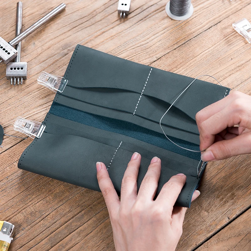 retro-long-wallet-diy-sewing-wax-leather-cleaning-material-kit-handmade-leather-wallet-youth-style-vintage-wind-autumn-new-item