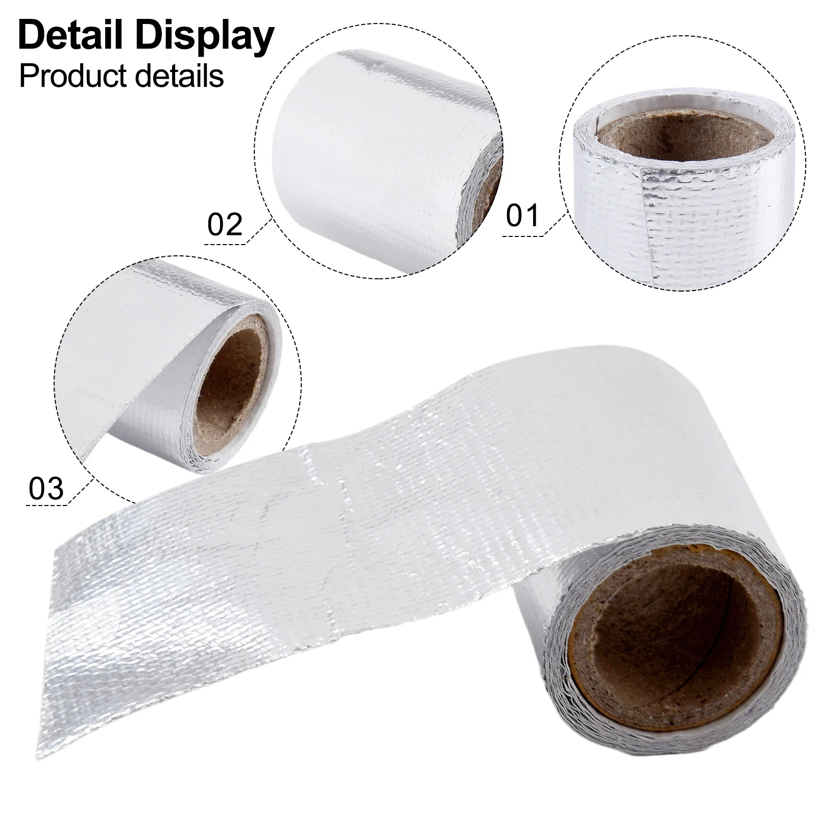 Heat Resistant Exhaust Pipe Wrap Tape - Silver Fiberglass Insulation Shield for Motorcycle & Car Headers - 5M/120CM Roll