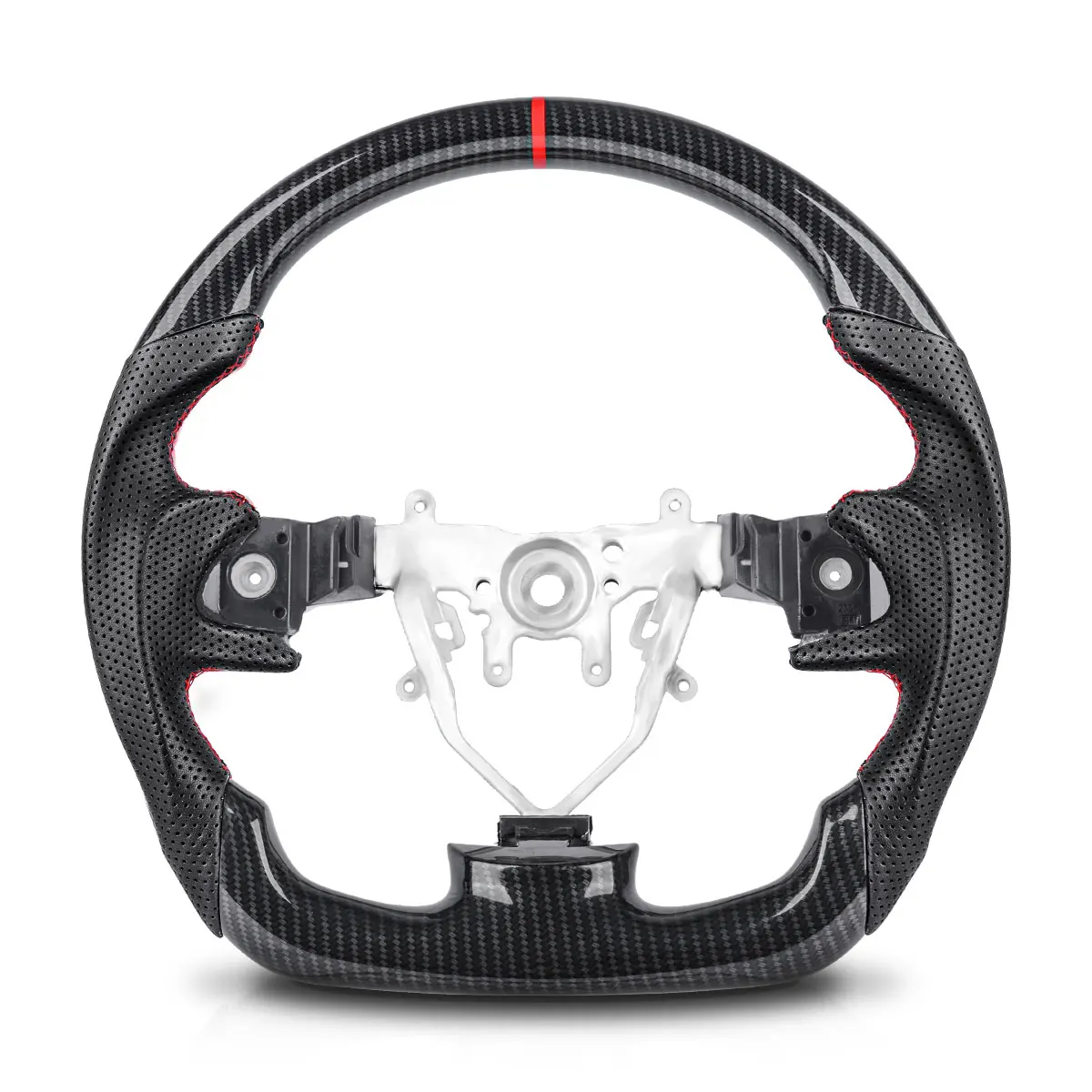 

For SUBARU WRX 2008 2009 2010 2011 2012 2013 2014 Carbon Fiber Look Steering Wheel Nappa Preforated Leather Racing Wheel