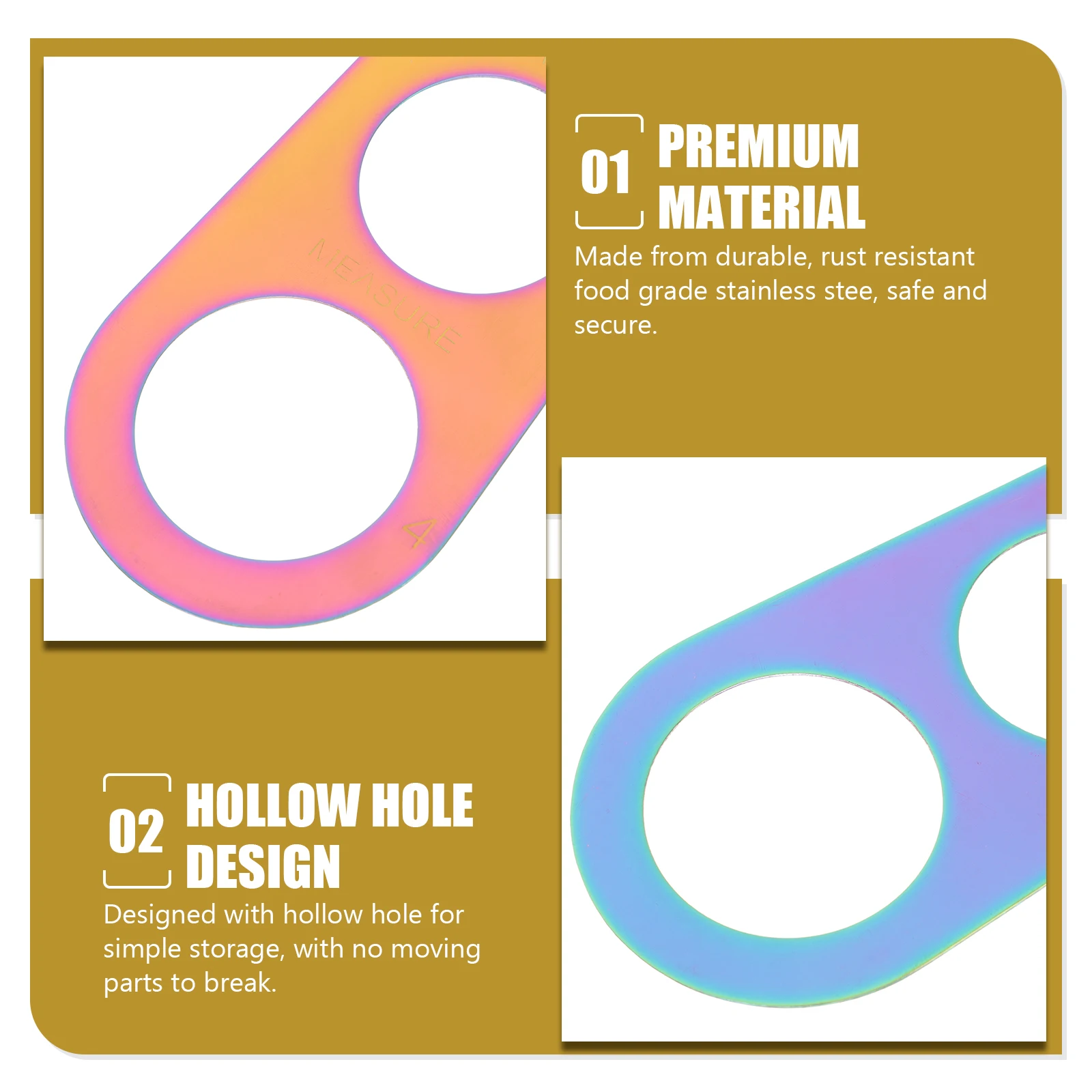 

3Pcs Rust Resistant Pasta Measuring Ruler 4 Portion Holes Stainless Steel Spaghetti Measure Kitchen Essential Tool