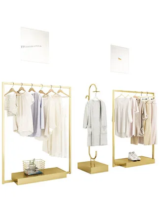 

Стеллаж для магазина одежды, витрина от пола до потолка, золотая женская одежда, подвесная вешалка из кованого железа, украшение, подвесная