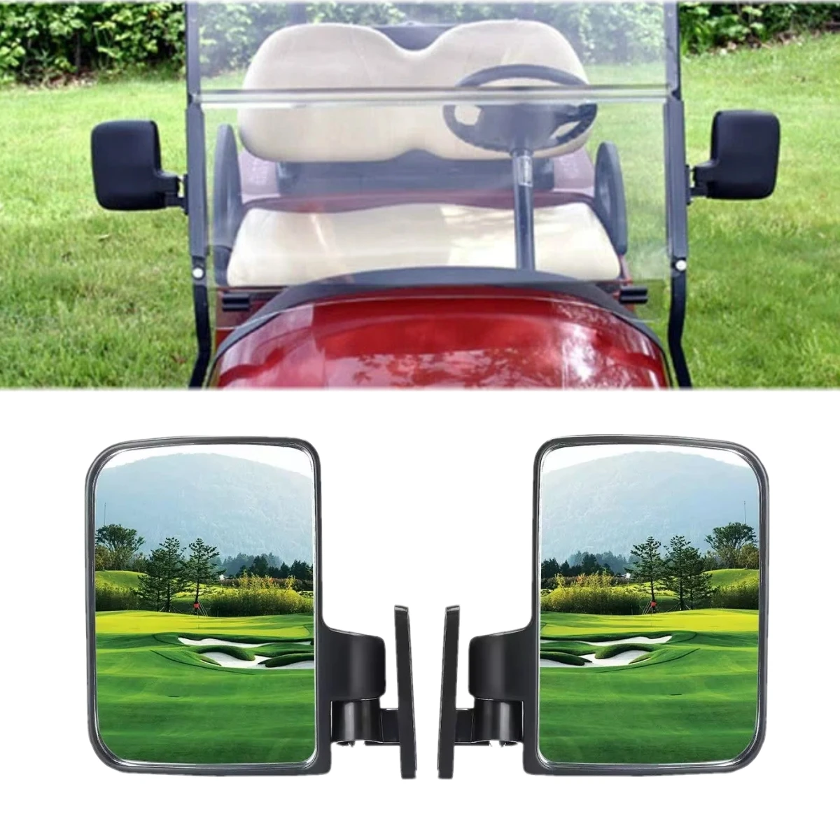 Golf Cart Accessories, (2 PCS) 2 Pack Side Mirrors Rear View Mirrors for Yamaha Club Car EZGO Cushman Golf Carts