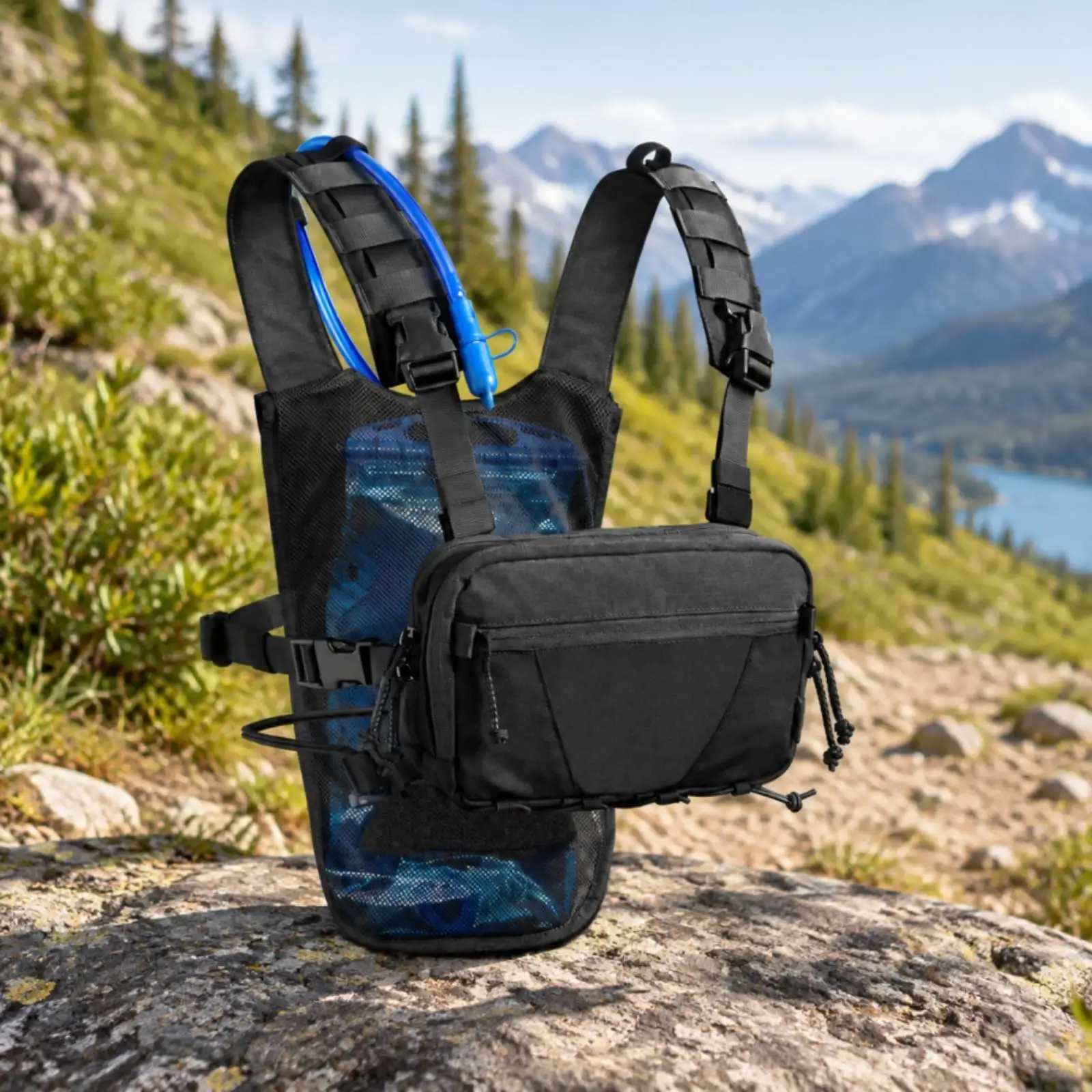 Multi Pocket Water Cooling Vest for Running Hiking Trail Hydration Backpack with Elastic Cord Storage