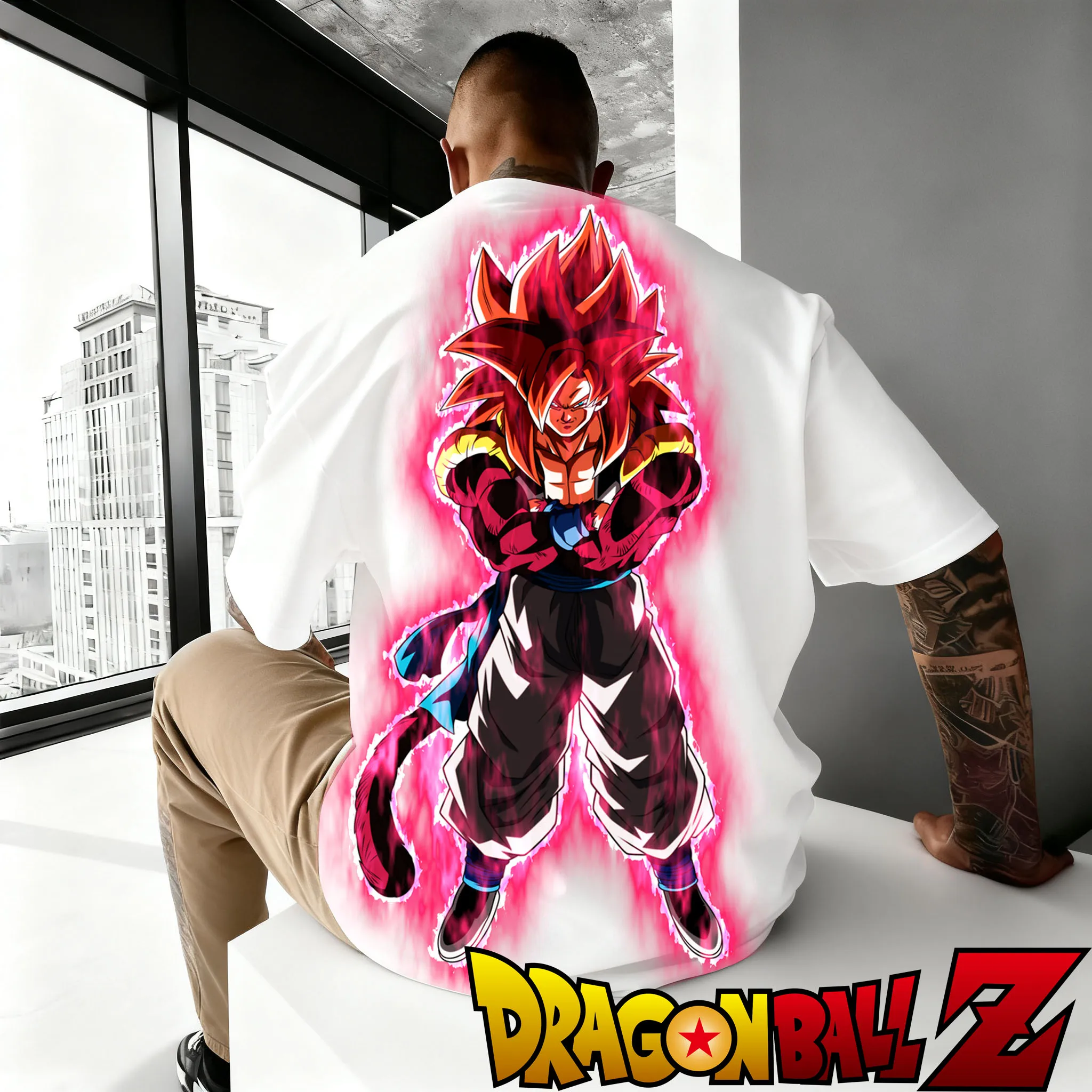 Anime "Dragon Ball" Anime Wujita Nadruk z motywem anime, nowość na lato 2025, popularna koszulka unisex z luźnym krojem, wykonana z bawełny.