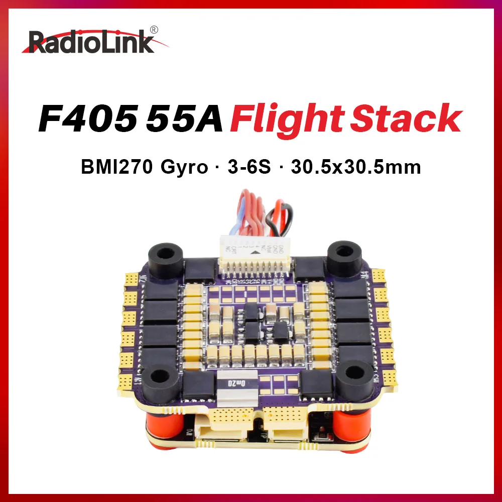 

Radiolink F405 Flight Stack F405 FC 55A ESC 3-6S 30.5x30.5mm BMI270 Gyro For FPV Drone