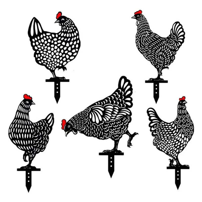 庭の装飾のためのアクリル鶏のシルエット,庭の彫像,ヤード,芝生,5個