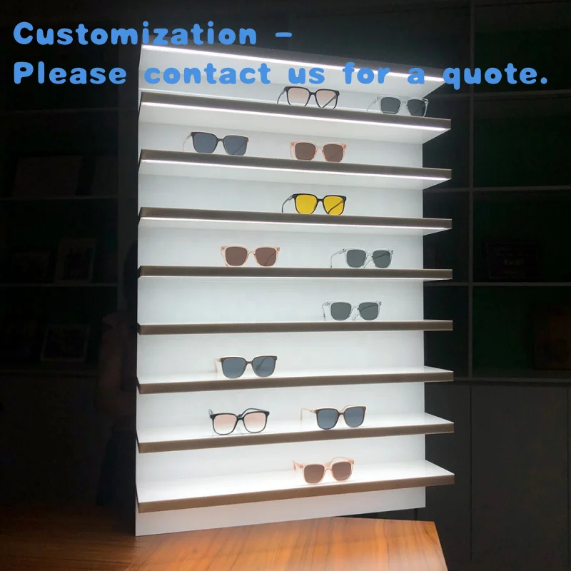 custom.LED Wall Hanging Eyewear Shop Custom Shelf Store Fixture Sunglasses Optical Acrylic Glasses Frame Display Rack