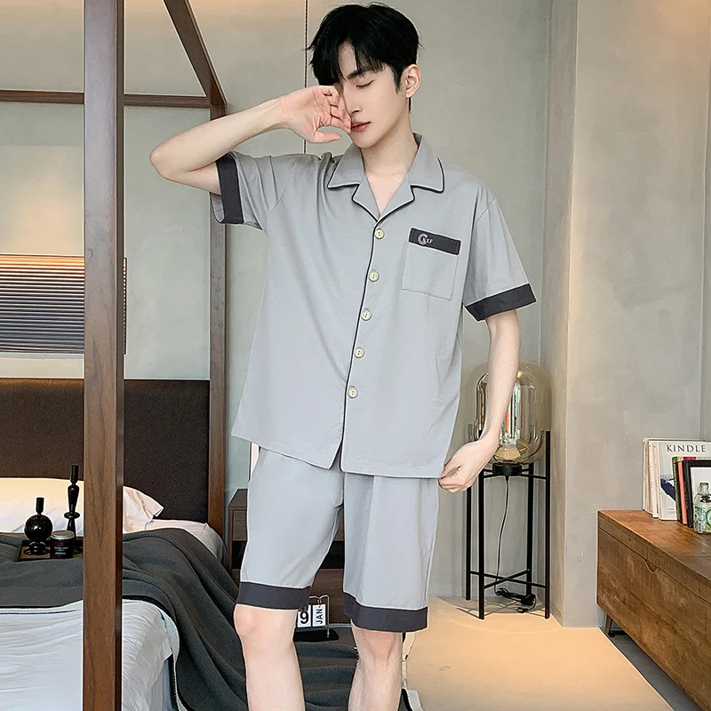 Big Size M-4XL Men Pajamas Set Summer Short Sleeve Sleepwear Male Modal Pijamas