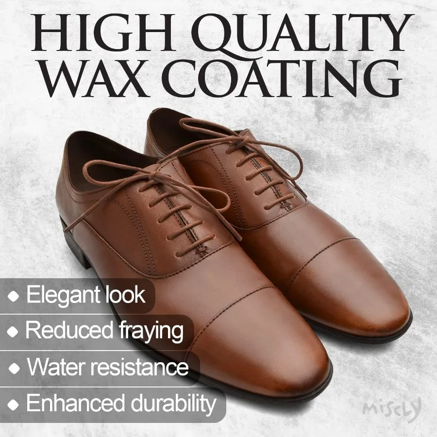 Gewachste Schnürsenkel für Abendschuhe – rundes Oxford für Herren – mehrere Längen und Farben erhältlich