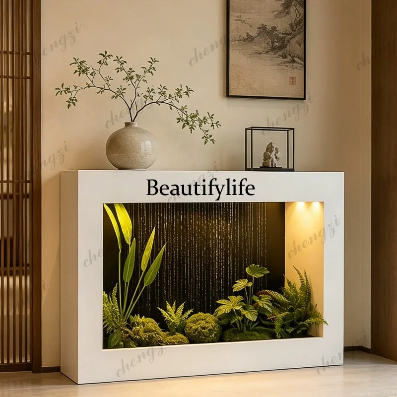A139 new Chinese-style flowing water ornament indoor self-circulating water curtain green plant landscaping entrance decoration