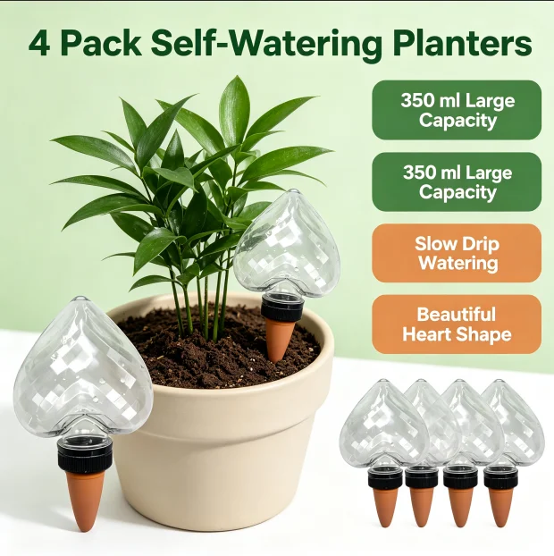 350ml Textured Drip Irrigator Heart Design for Indoor Plants Small Gardens and Container Plant Hydration Needs
